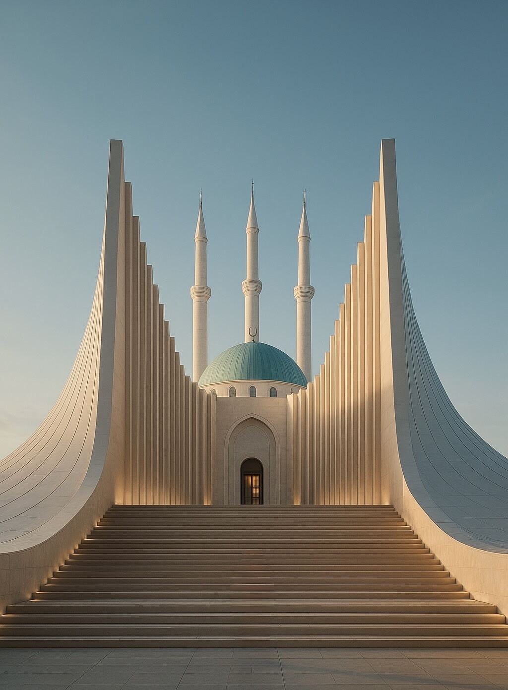 Modern mosque, approach and dome